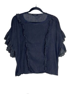 ALLSAINTS Ruffle Sleeve Isa Tee in black size XS
